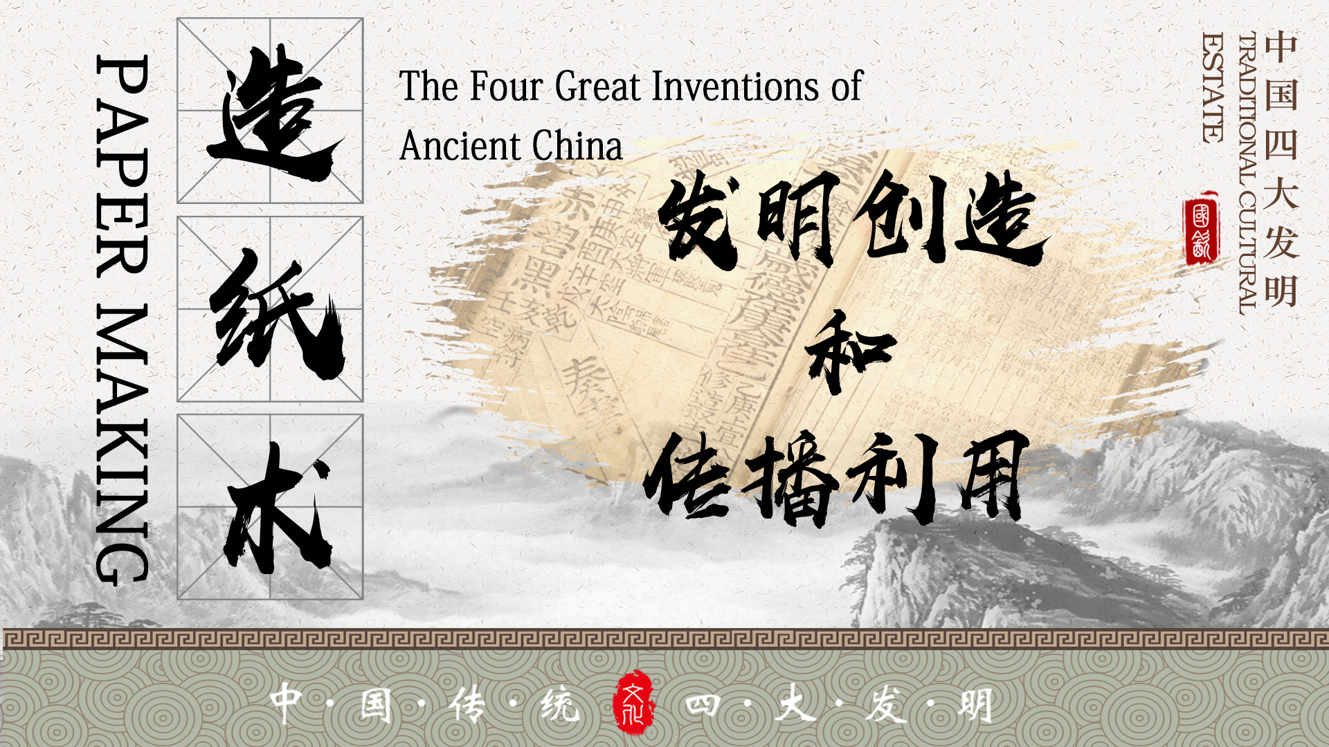 The second of the Four Great Inventions of Ancient China: Paper Making